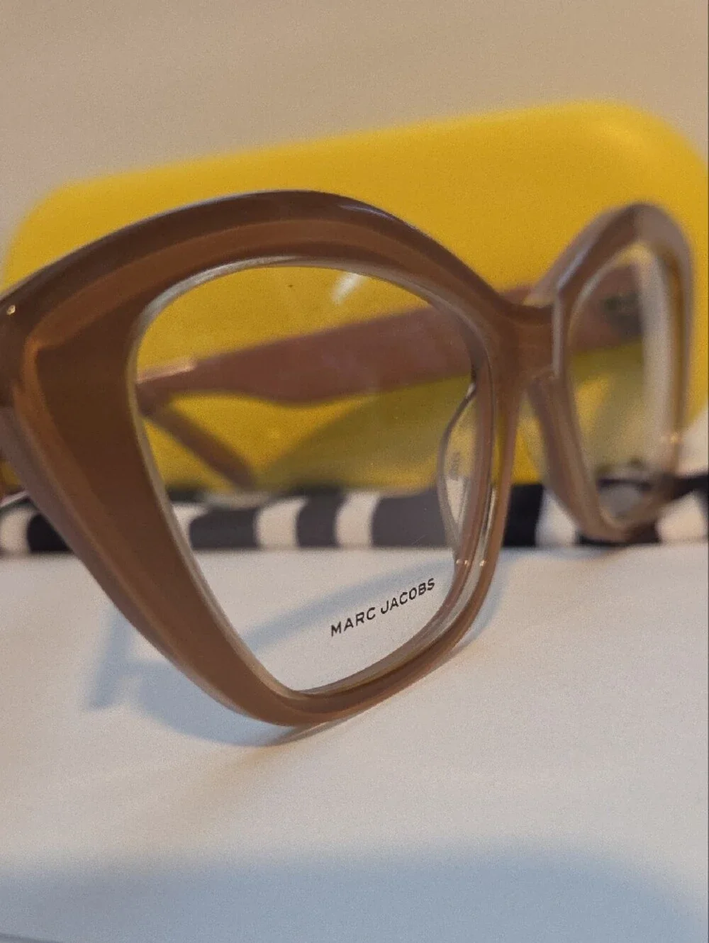 Marc Jacobs Light Brown Cat Eye Prescription Glasses w/ Demo Lenses